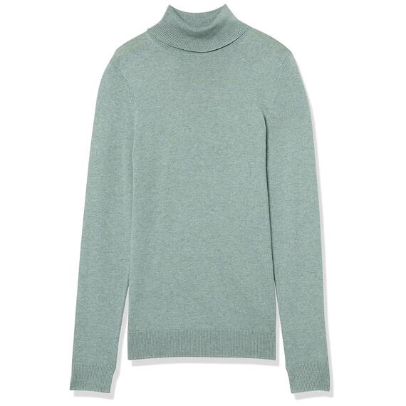 Amazon Essentials Damen Leichter, Langärmeliger Rollkragenpullover, Klassischer Schnitt (Erhältlich In Übergröße), Salbeigrün Meliert, L