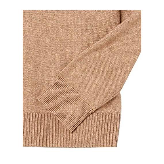 Amazon Essentials Damen Leichter, Langärmeliger Rollkragenpullover, Klassischer Schnitt (Erhältlich In Übergröße), Kamelbraun Marineblau Platzierter Streifen, XL