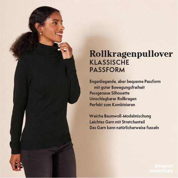 Amazon Essentials Damen Leichter, Langärmeliger Rollkragenpullover, Klassischer Schnitt (Erhältlich In Übergröße), Dunkelrot, XXL