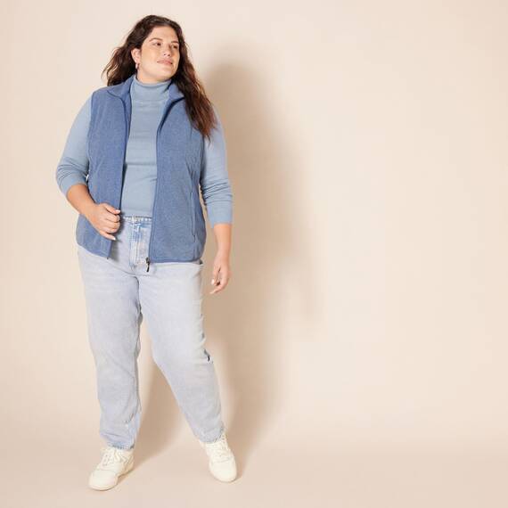 Amazon Essentials Damen Leichter, Langärmeliger Rollkragenpullover, Klassischer Schnitt (Erhältlich In Übergröße), Indigoblau Meliert, XXL