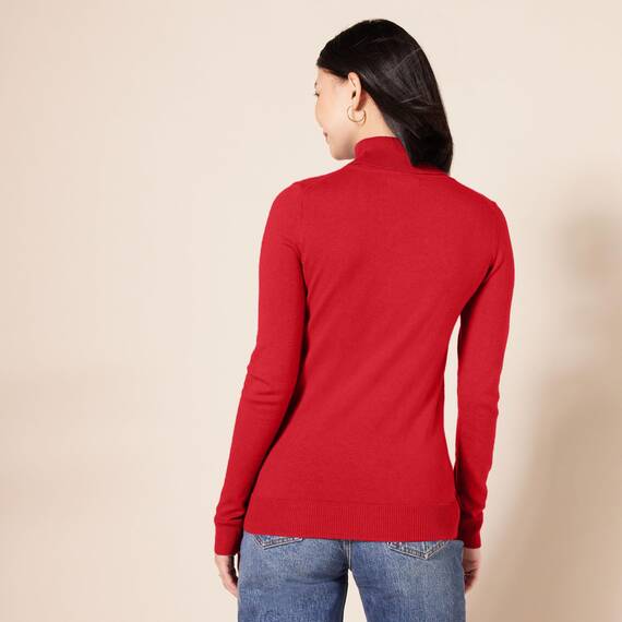 Amazon Essentials Damen Leichter, Langärmeliger Rollkragenpullover, Klassischer Schnitt (Erhältlich In Übergröße), Rot, XL