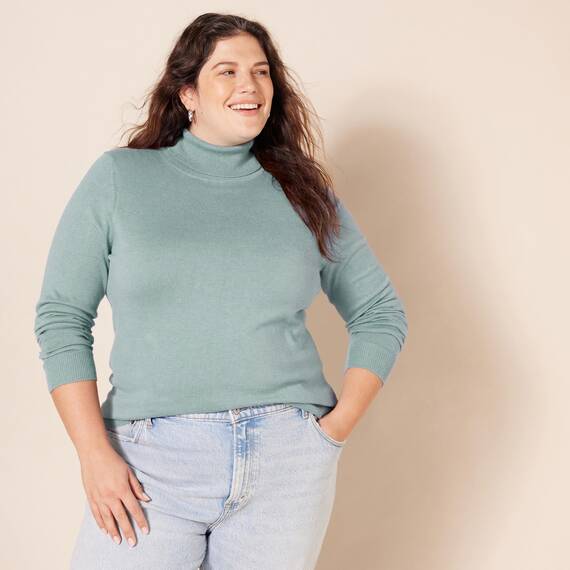 Amazon Essentials Damen Leichter, Langärmeliger Rollkragenpullover, Klassischer Schnitt (Erhältlich In Übergröße), Salbeigrün Meliert, XL