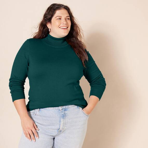 Amazon Essentials Damen Leichter, Langärmeliger Rollkragenpullover, Klassischer Schnitt (Erhältlich In Übergröße), Tannengrün, XXL