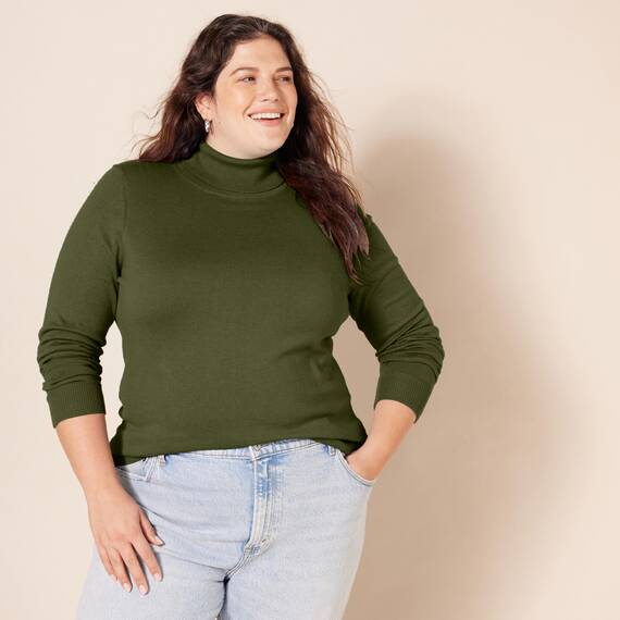 Amazon Essentials Damen Leichter, Langärmeliger Rollkragenpullover, Klassischer Schnitt (Erhältlich In Übergröße), Olivgrün, XXL
