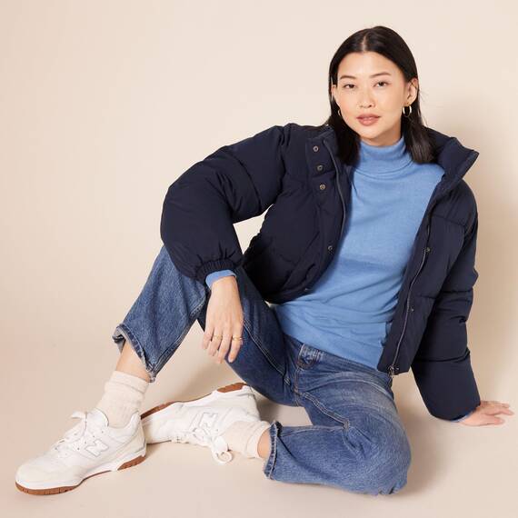 Amazon Essentials Damen Leichter, Langärmeliger Rollkragenpullover, Klassischer Schnitt (Erhältlich In Übergröße), Kornblumenblau, XXL
