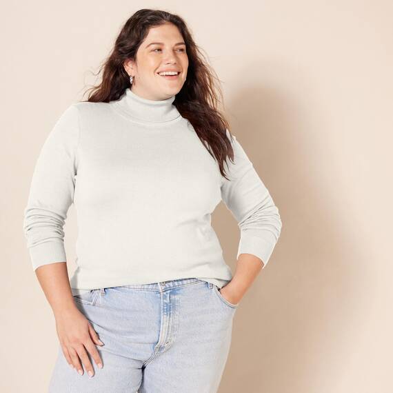 Amazon Essentials Damen Leichter, Langärmeliger Rollkragenpullover, Klassischer Schnitt (Erhältlich In Übergröße), Elfenbein, XXL