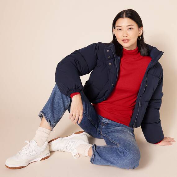 Amazon Essentials Damen Leichter, Langärmeliger Rollkragenpullover, Klassischer Schnitt (Erhältlich In Übergröße), Rot, XXL
