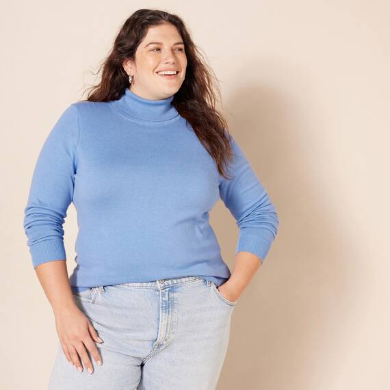Amazon Essentials Damen Leichter, Langärmeliger Rollkragenpullover, Klassischer Schnitt (Erhältlich In Übergröße), Kornblumenblau, XL