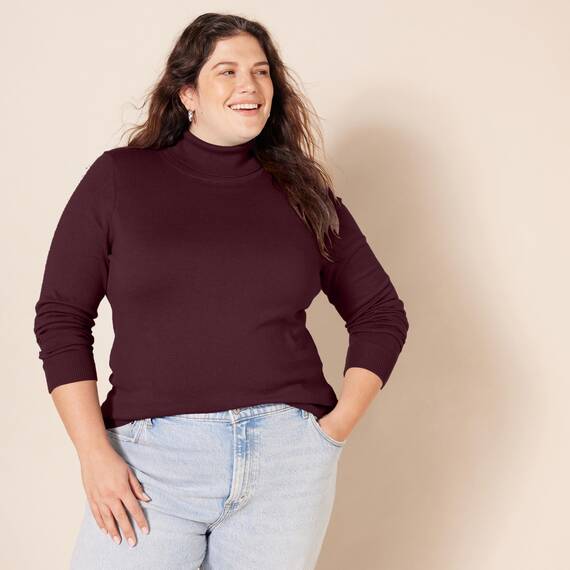 Amazon Essentials Damen Leichter, Langärmeliger Rollkragenpullover, Klassischer Schnitt (Erhältlich In Übergröße), Burgunderrot, XL