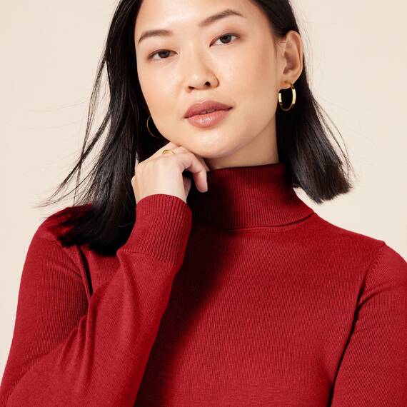 Amazon Essentials Damen Leichter, Langärmeliger Rollkragenpullover, Klassischer Schnitt (Erhältlich In Übergröße), Dunkelrot, XXL