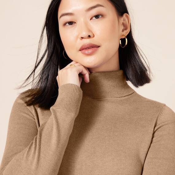 Amazon Essentials Damen Leichter, Langärmeliger Rollkragenpullover, Klassischer Schnitt (Erhältlich In Übergröße), Taupe Meliert, XXL