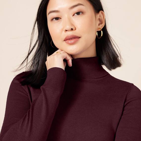 Amazon Essentials Damen Leichter, Langärmeliger Rollkragenpullover, Klassischer Schnitt (Erhältlich In Übergröße), Burgunderrot, XXL