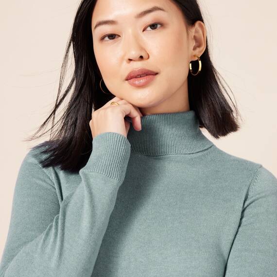Amazon Essentials Damen Leichter, Langärmeliger Rollkragenpullover, Klassischer Schnitt (Erhältlich In Übergröße), Salbeigrün Meliert, XL