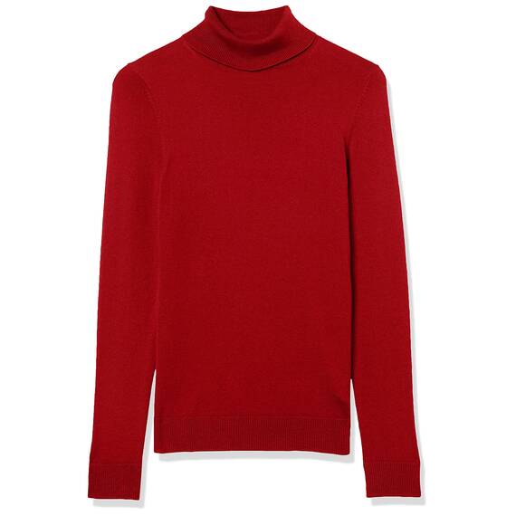 Amazon Essentials Damen Leichter, Langärmeliger Rollkragenpullover, Klassischer Schnitt (Erhältlich In Übergröße), Dunkelrot, XL