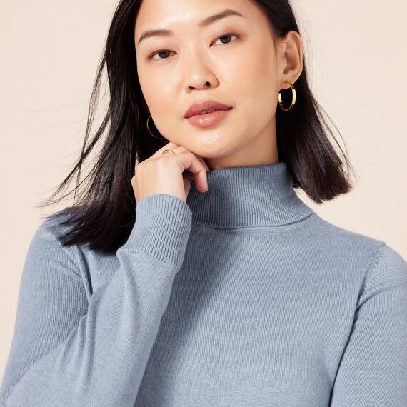 Amazon Essentials Damen Leichter, Langärmeliger Rollkragenpullover, Klassischer Schnitt (Erhältlich In Übergröße), Indigoblau Meliert, XL