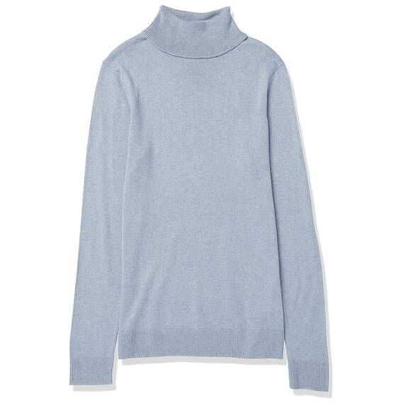 Amazon Essentials Damen Leichter, Langärmeliger Rollkragenpullover, Klassischer Schnitt (Erhältlich In Übergröße), Indigoblau Meliert, XL