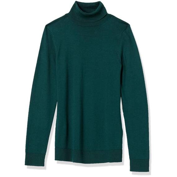 Amazon Essentials Damen Leichter, Langärmeliger Rollkragenpullover, Klassischer Schnitt (Erhältlich In Übergröße), Tannengrün, XL