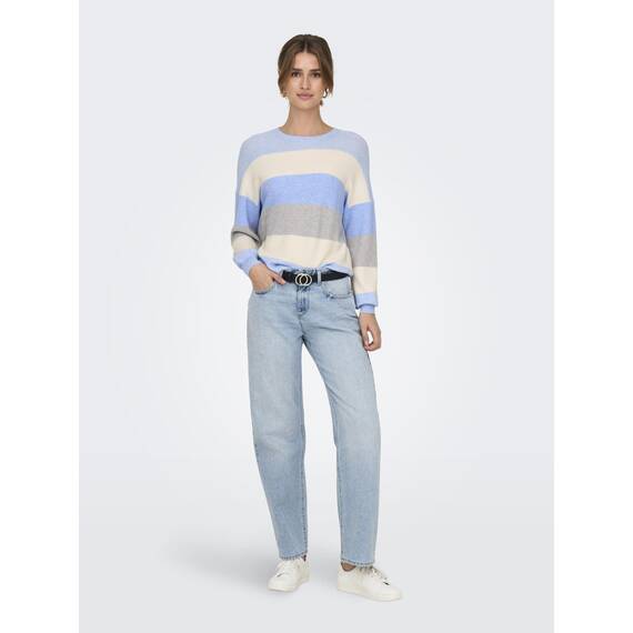 ONLY Damen Onlatia L/S Stripe Pullover KNT Noos Sweater, Kentucky Blue,S