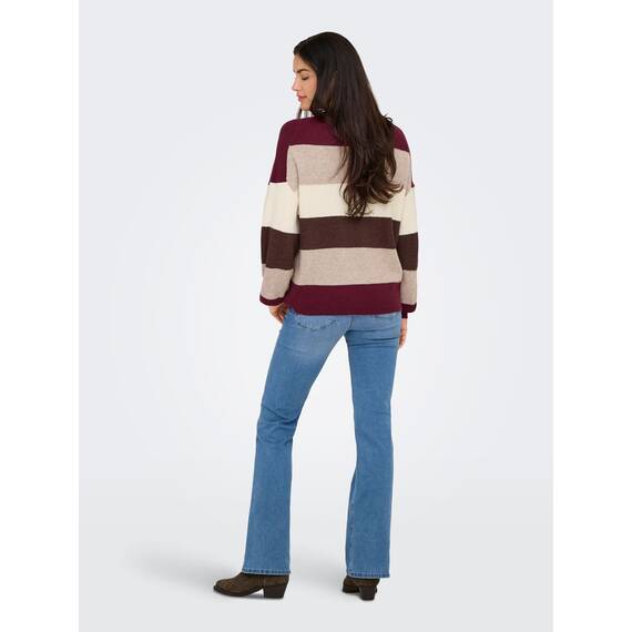 ONLY Damen Onlatia L/S Stripe Pullover KNT Noos Sweater, Zinfandel,M