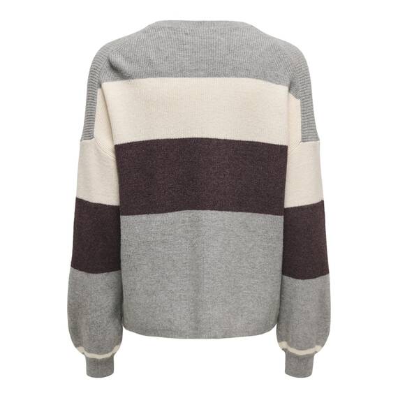 ONLY Damen Onlatia L/S Stripe Pullover KNT Noos Sweater, Medium Grey Melange,XS