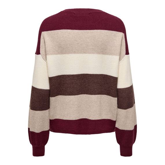 ONLY Damen Onlatia L/S Stripe Pullover KNT Noos Sweater, Zinfandel,M