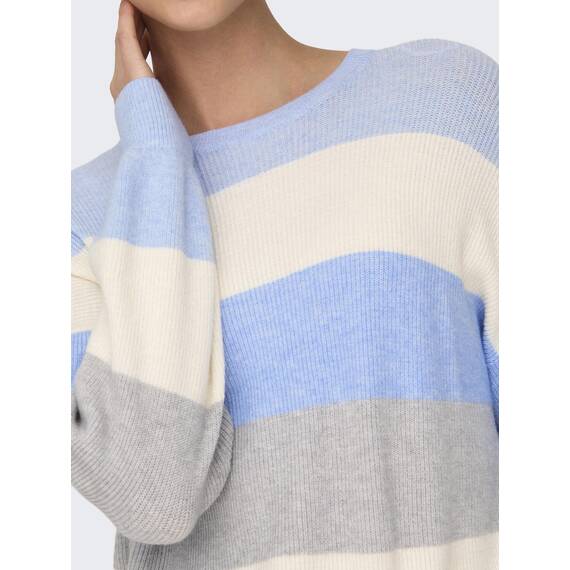 ONLY Damen Onlatia L/S Stripe Pullover KNT Noos Sweater, Kentucky Blue,L