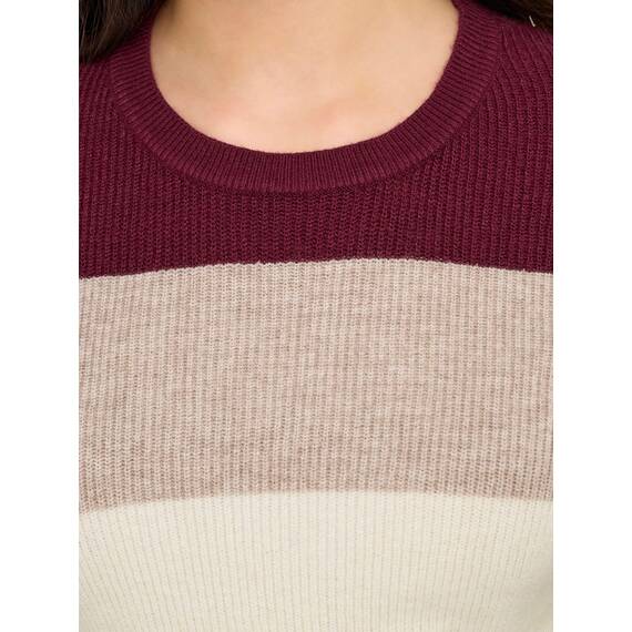 ONLY Damen Onlatia L/S Stripe Pullover KNT Noos Sweater, Zinfandel,M