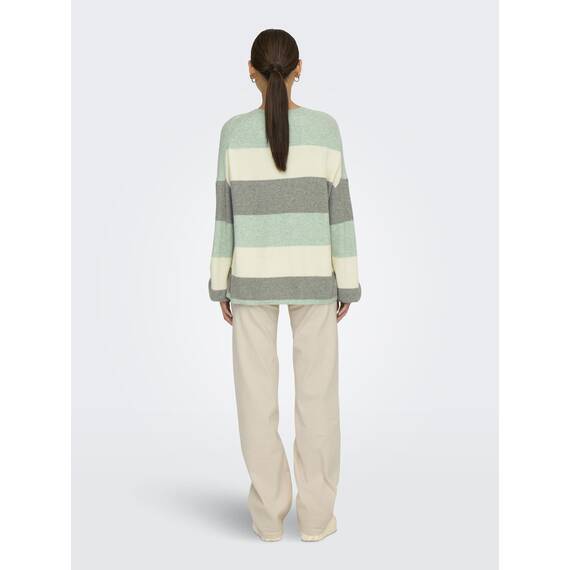 ONLY Damen Onlatia L/S Stripe Pullover KNT Noos Sweater, Silt Green,L