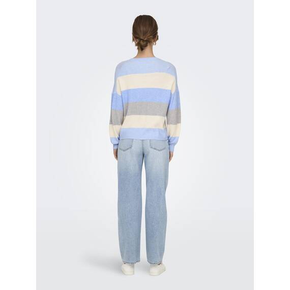 ONLY Damen Onlatia L/S Stripe Pullover KNT Noos Sweater, Kentucky Blue,XL