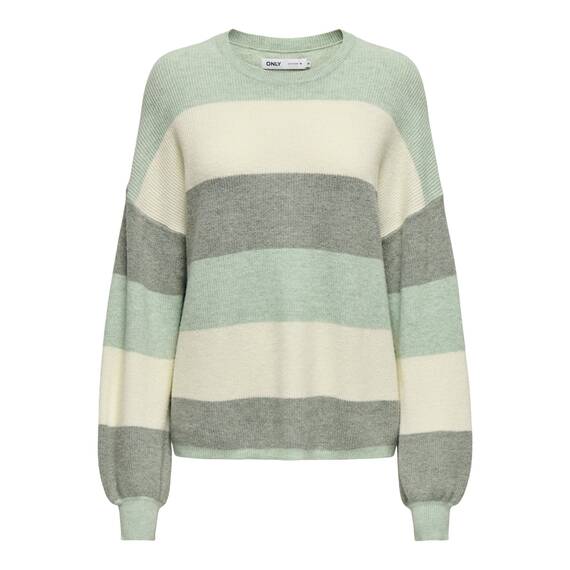 ONLY Damen Onlatia L/S Stripe Pullover KNT Noos Sweater, Silt Green,XL