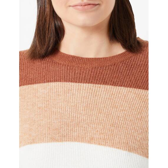 ONLY Damen Onlatia L/S Stripe Pullover KNT Noos Sweater, Tortoise Shell/Stripes:w. Mel/Indian Tan Mel/Cloud Dancer/Pumice Stone Mel/Indian Tan Mel/Tortoise Shell Mel,L