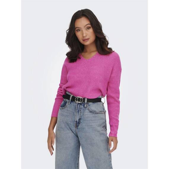 ONLY Damen Warmer Strickpullover Knitted Basic Stretch Sweater Langarm V-Ausschnitt Shirt ONLCAMILLA, Farben:Rosa,Größe Damen:XS