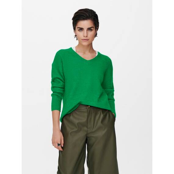 ONLY Damen ONLCAMILLA V-Neck L/S Strickpullover KNT 15204588, Green Bee,S