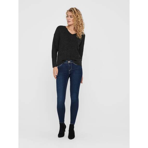 ONLY Damen ONLCAMILLA V-Neck Strickpullover 2-Pack, Blue Mirage Melange/Dark Grey Melange, M