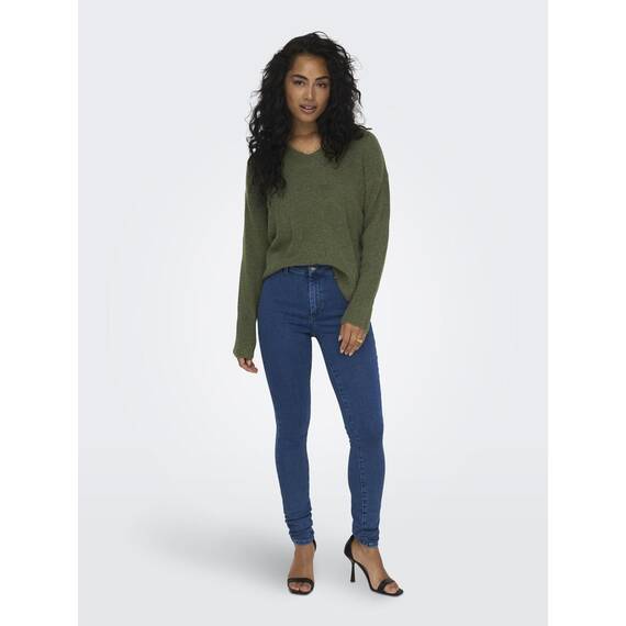 ONLY Damen ONLCAMILLA V-Neck L/S Strickpullover KNT 15204588, Winter Moss/Detail:melange ,M
