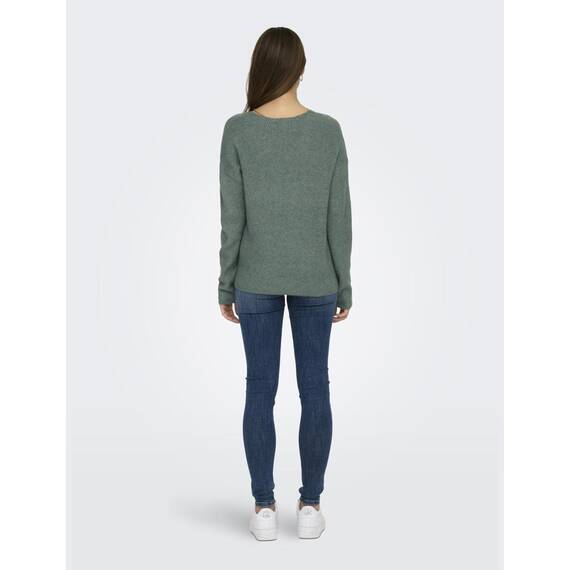 ONLY Damen ONLCAMILLA V-Neck L/S Strickpullover KNT 15204588, Laurel Wreath/Detail:Melange,M