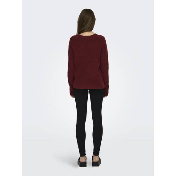 ONLY Damen ONLCAMILLA V-Neck L/S Strickpullover KNT 15204588, Spiced Apple/Detail:melange ,S