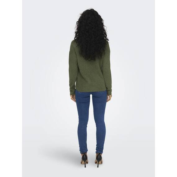 ONLY Damen ONLCAMILLA V-Neck L/S Strickpullover KNT 15204588, Winter Moss/Detail:melange ,S