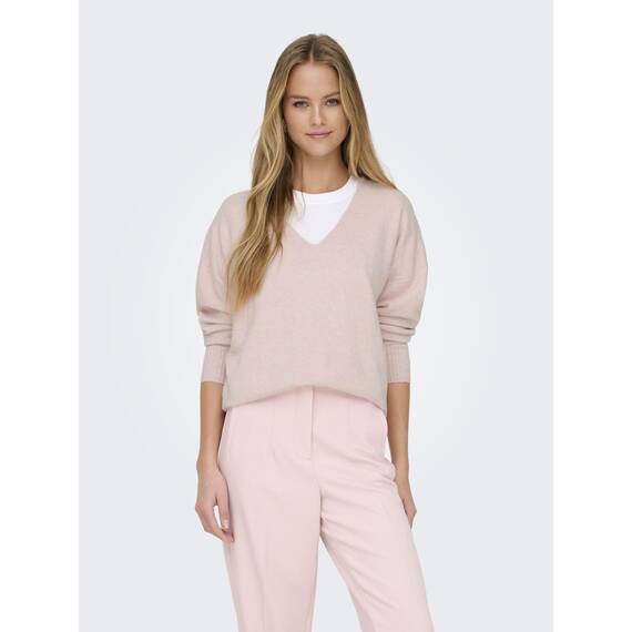 ONLY Damen Strickpullover V-Ausschnitt Sweater Onlrica Life L/S V-Neck Pullo KNT Noos 15224360 ,Blushing Bride ,XS