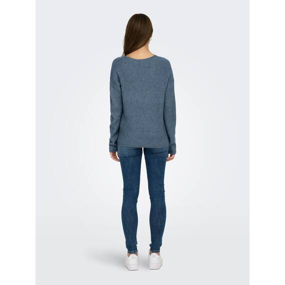 ONLY Damen ONLCAMILLA V-Neck Strickpullover 2-Pack, Blue Mirage Melange/Dark Grey Melange, M