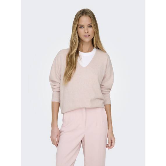 ONLY Damen Strickpullover V-Ausschnitt Sweater Onlrica Life L/S V-Neck Pullo KNT Noos 15224360 ,Blushing Bride ,XS