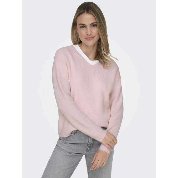 ONLY Damen ONLCAMILLA V-Neck L/S Strickpullover KNT 15204588, Potpourri ,M