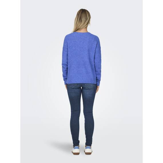 ONLY Damen ONLCAMILLA V-Neck L/S Strickpullover KNT 15204588, Ultramarine/Detail:Melange,S