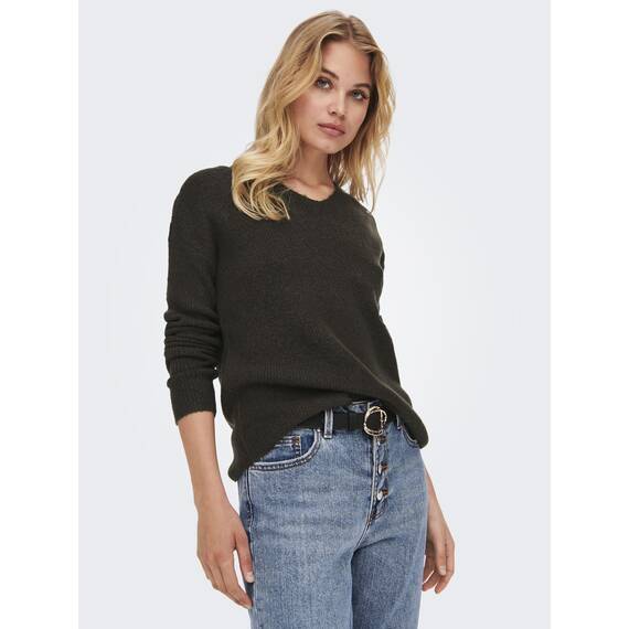 ONLY Damen Onlcamilla V-neck L/S Knt Noos Pullover, Mulch, S EU