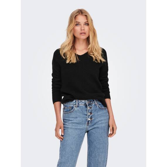 ONLY Damen ONLCAMILLA V-Neck Strickpullover 2-Pack, Winter Moss Melange/Schwarz, S