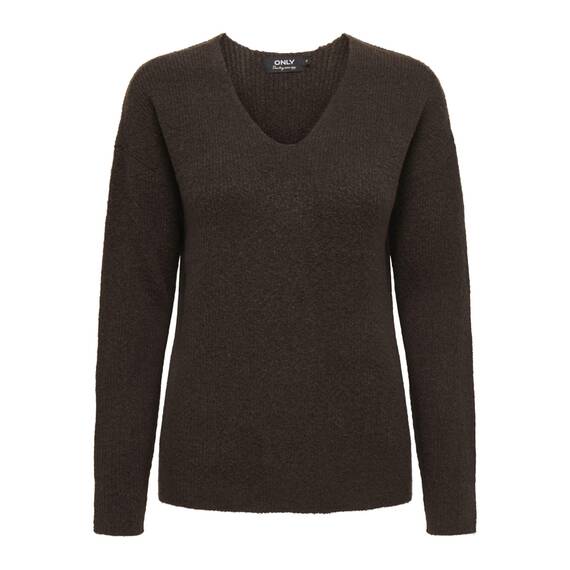 ONLY Damen Onlcamilla V-neck L/S Knt Noos Pullover, Mulch, S EU