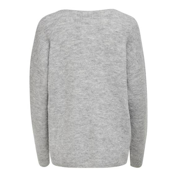 ONLY Damen Warmer Strickpullover | Knitted Basic Stretch Sweater | Langarm V-Ausschnitt Shirt ONLCAMILLA, Farben:Grau, Größe:M