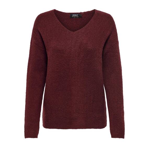 ONLY Damen ONLCAMILLA V-Neck L/S Strickpullover KNT 15204588, Spiced Apple/Detail:melange ,M