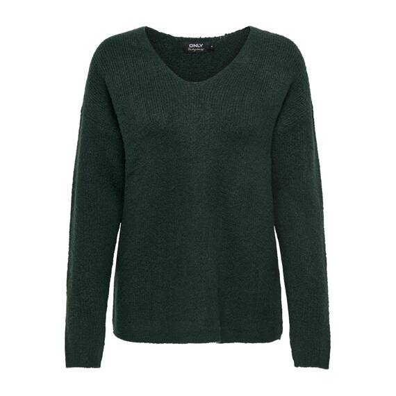 ONLY Damen ONLCAMILLA V-Neck L/S Strickpullover KNT 15204588, Scarab/Detail:melange ,S