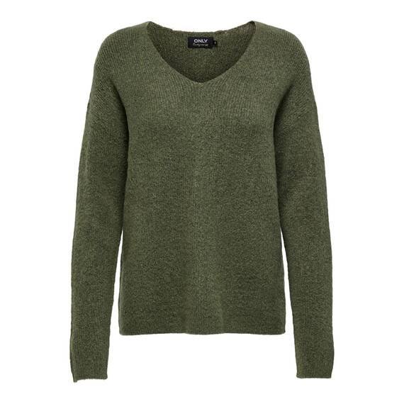 ONLY Damen ONLCAMILLA V-Neck L/S Strickpullover KNT 15204588, Winter Moss/Detail:melange ,M